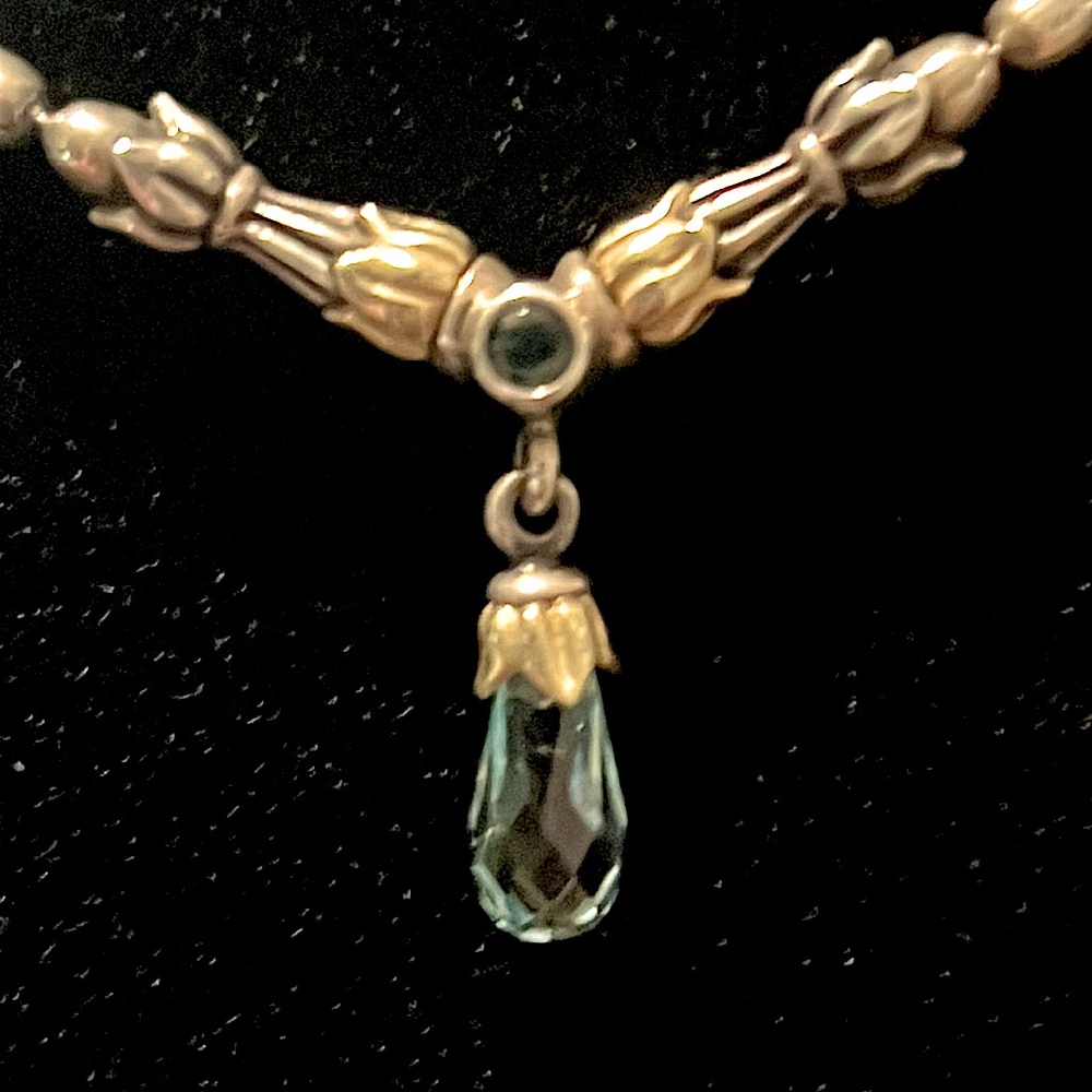 Sold!!too late!LAGOS ARCADIAN NECKLACE SILVER AND 18kGOLD SAPPHIRE/TOPAZ PENDANT